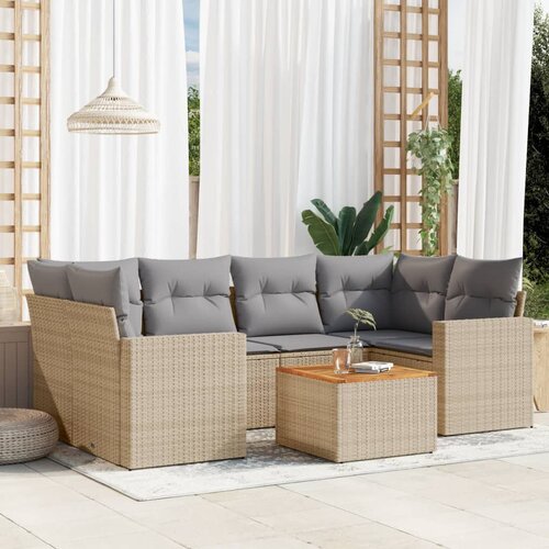 vidaXL 7-dijelni set vrtnih sofa s jastucima bež od poliratana Cijene