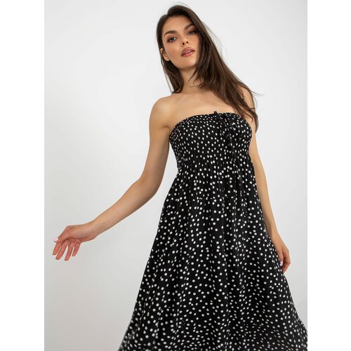 Fashion Hunters Black polka dot dress with ruffles Slike