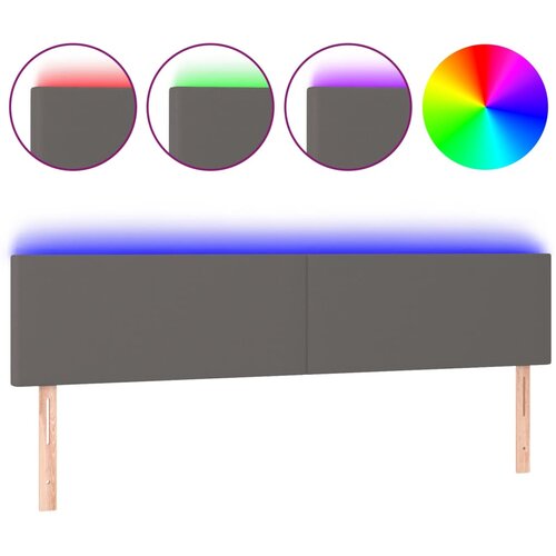 Maison Chic led posteljno vzglavje - vzglavna omarica - nočna omarica sivo 180x5x78/88 cm umetno usnje, (21709507) Slike
