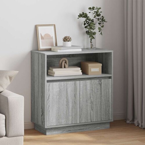  Sideboard s LED svjetlom Siva Sonoma 71x34 5x75 cm Konstruirano drvo Cijene