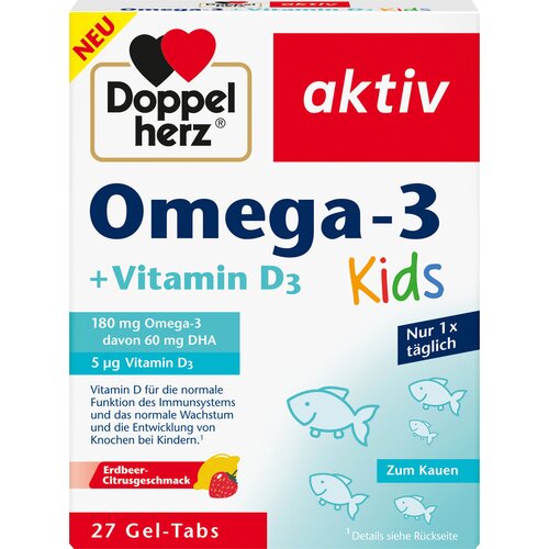 Doppelherz aktiv omega-3 + vitamin D3 Kids - 27 gum.bomb. Cene