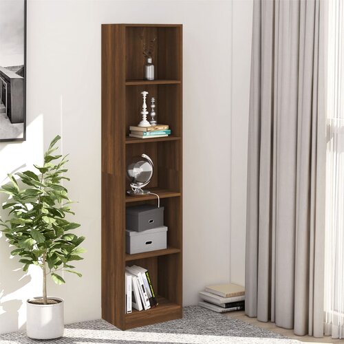 The Living Store Knjižna omara 5-nadstropna rjav hrast 40x24x175 cm inženir. les - Knjižna Omara, (21437248) Slike