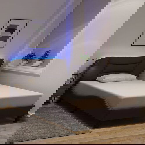 Furnova Posteljni okvir z LED brez vzmetnice temno rjav 100x200cm blago, (21938836) Slike