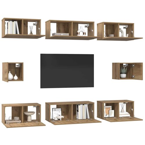  Set TV komoda 8 pcs Umjetnički hrast Konstruirano drvo Slike