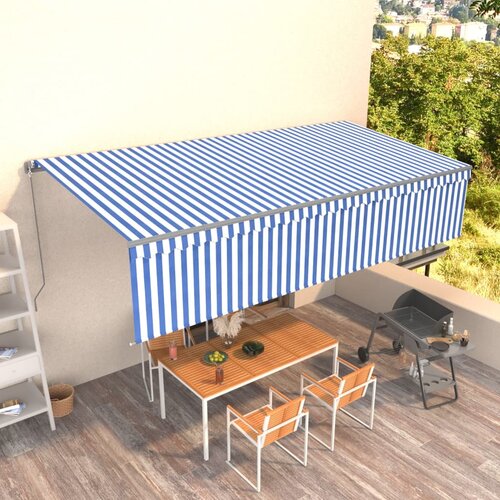 vidaXL Ročno zložljiva tenda s senčilom 6x3 m modra in bela Cene