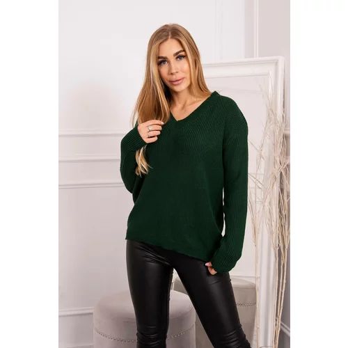 Kesi Sweater with V neckline dark green
