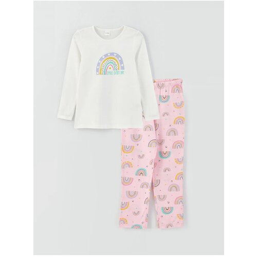 LC Waikiki Lcw Kids Crew Neck Printed Long Sleeved Girls' Pajamas Set Slike