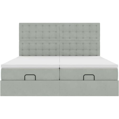 VidaXL Okvir kreveta s madracima svijetlosivi 160x200cm bar&amp;scaron;unasti Slike