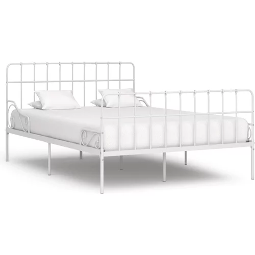 vidaXL posteljni okvir z letvenim dnom bel kovinski 120x200 cm
