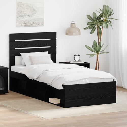  Krevetna konstrukcija Crna 75 x 190 cm Čvrsto borovo drvo Cijene