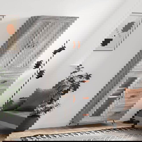 VidaXL Visoka komoda siva sonoma 69,5x34x180 cm inženirski les Slike