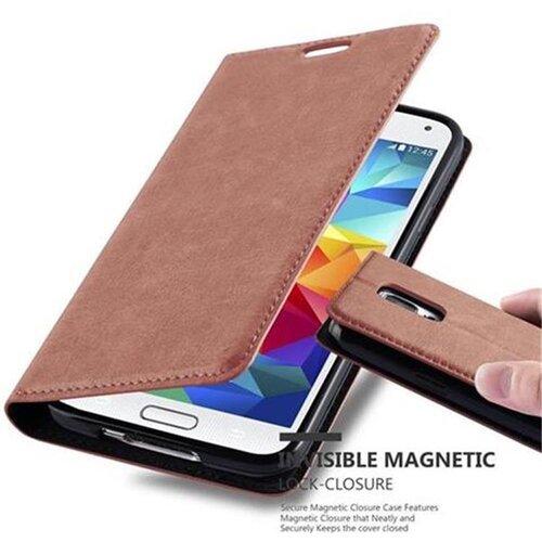 Cadorabo Samsung Galaxy S5/S5 NEO v kapučino rjava - Za&scaron;čitni ovitek z magnetnim zapiranjem, stoječo funkcijo in režo za kartice, (20560759) Cene