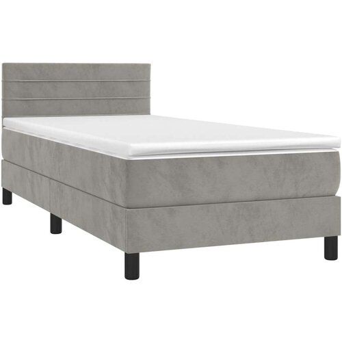  Box spring s madracem LED svjetlosivi 90x190 cm bar&amp;scaron;un Slike