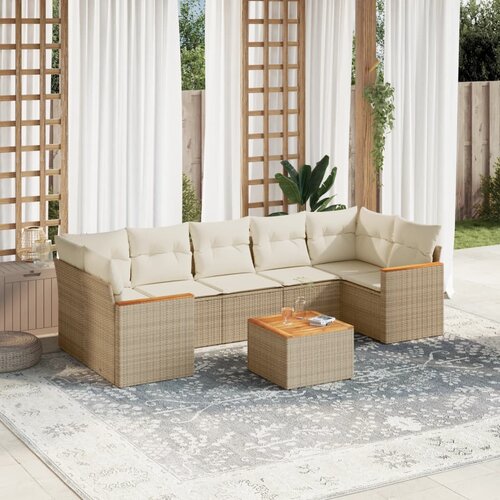 vidaXL 8-dijelni set vrtnih sofa od poliratana s jastucima bež Cijene