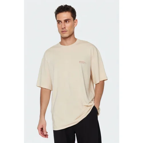 Trendyol Stone Oversize 100% Cotton Back Printed T-Shirt