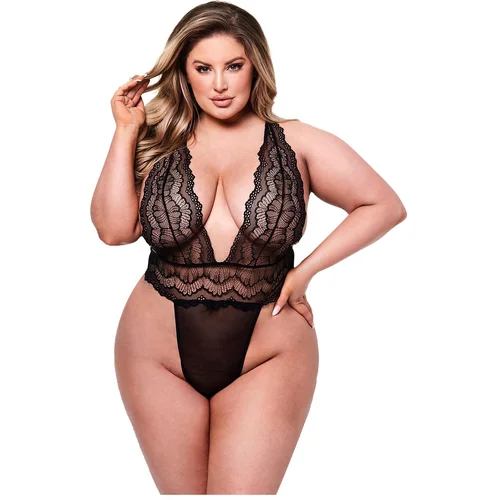 Baci Lingerie BACI SEXY DEEP V LACE TEDDY ČRNA, KRALJICA, (21780743)