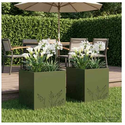vidaXL Vrtna saksija 2 kom. Maslinastozelena 50 x 50 x 49 cm - Maslinastozelena 50 x 50 x 49 cm 2 Cijene