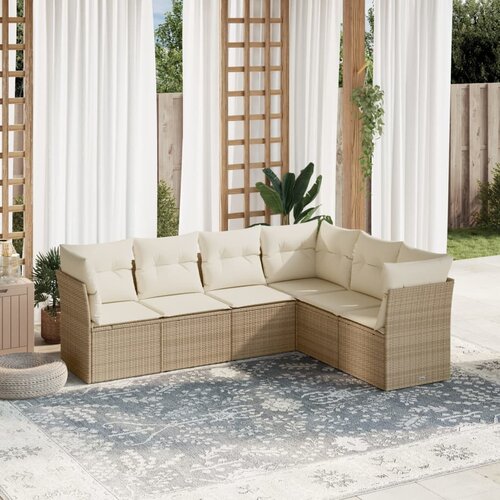 vidaXL 6-dijelni set vrtnih sofa s jastucima bež od poliratana Cijene