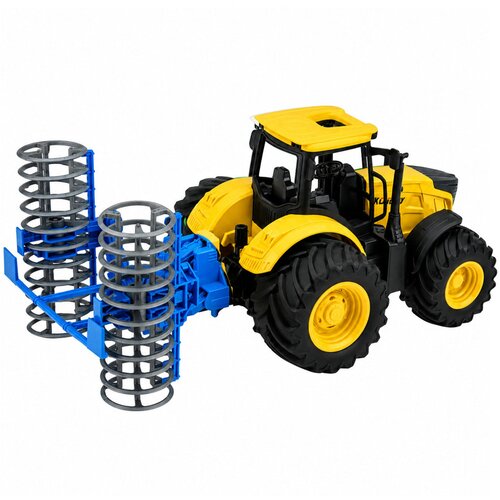  Agricultural Farm Tractor with Roller Lights Sounds Yellow 1:24 Slike