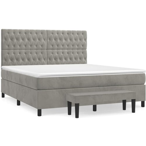 VidaXL Box spring postelja z vzmetnico svetlo siva 180x200 cm žamet, (20999393) Slike