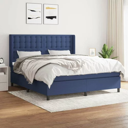  Box spring postelja z vzmetnico modra 160x200 cm blago, (20897434)