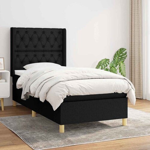 Box spring krevet s madracem crni 80 x 200 cm od tkanine Cijene