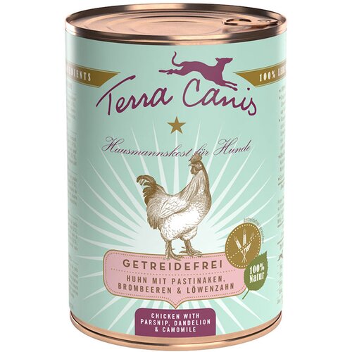  Ekonomično pakiranje Terra Canis bez žitarica 12 x 400 g - Piletina s pastrnjakom, maslačkom i kupinama Cene