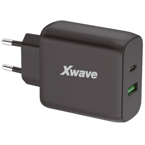 X Wave GaN45-AC GaN ultra-brzi punjac 45W USB-A + USB-C, za mobilne, tablete, Crni Slike