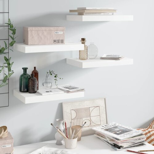 VidaXL Plutajuće zidne police 4 kom sjajne bijele 40 x 23 x 3,8 cm MDF Slike