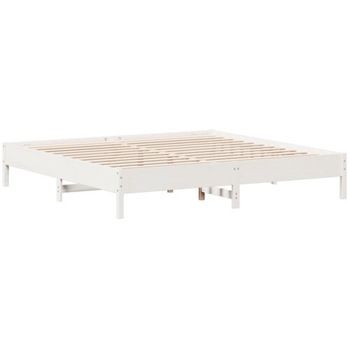  Okvir kreveta bez madraca bijeli 200x200 cm od masivne borovine Slike
