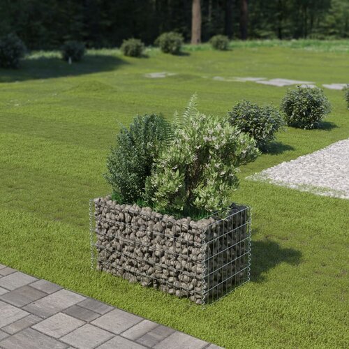 VidaXL Visoka greda gabion pocinkano jeklo 90x50x50 cm, (20618641) Slike