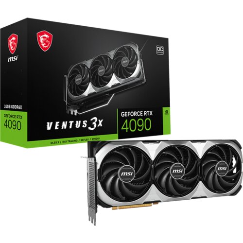 MSI Video Card NVidia RTX 4090 VENTUS 3X E 24G OC (24GB GDDR6X/384bit, PCI-E Gen4, 1x 16-pin Power Connector, 3x DP, 1x HDMI, 850W recommended PSU, ATX, Retail) Cijene