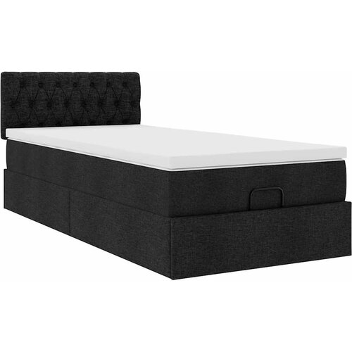 vidaXL Otomanski posteljni okvir z vzmetnico črn 90x190 cm blago Cene
