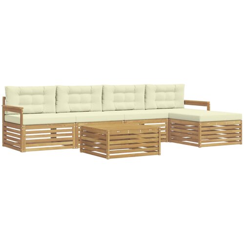  Set vanjskih sofa 7 kom. Bijela i krem Poliester Smeđa 79 x 79 x 37 cm Slike
