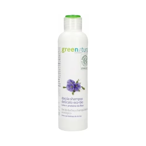 Greenatural 2v1 nežen gel za prhanje in šampon, lan in riž - 250 ml