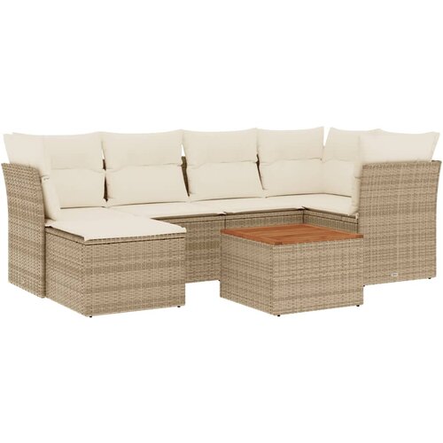 vidaXL 7-dijelni set vrtnih sofa od poliratana s jastucima bež Cijene