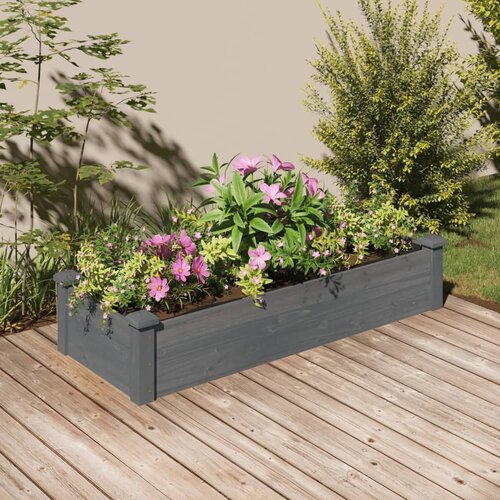vidaXL Povišena vrtna gredica s oblogom siva 120x45x25 cm od jelovine Cijene