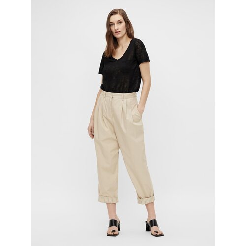 Object Cream shortened trousers . OBJECT Nancy - Women Cene