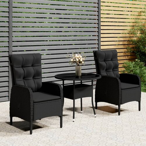  3-dijelni vrtni bistro set od poliratana crni Cene