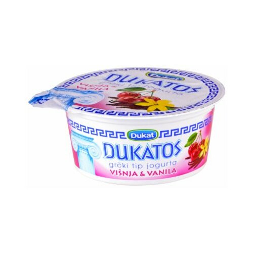 Dukat Dukatos grčki tip jogurta višnja i vanila 150g čaša Slike