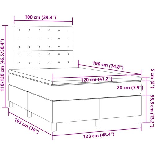  Krevet box spring s madracem tamnosivi 120 x 190 cm bar&amp;scaron;un Slike