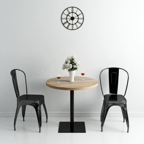  The Living Store Bistro miza mediapan in jeklo okrogla 80x75 cm barva hrasta - Jedilna Miza, (21444538) Cene