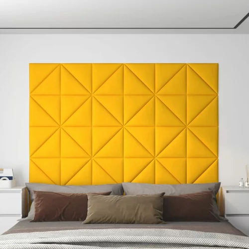  Zidne ploče baršunaste 12 kom žute 30 x 30 cm 0,54 m²