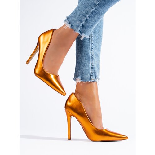 SHELOVET Metallic high heel pumps orange Slike