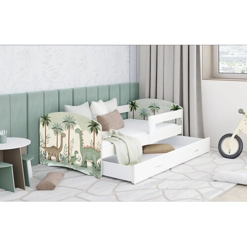  Dječji krevet LUKI DESIGN Dinosauri s ladicom 180x80 cm, bijeli, s madracem od PE pjene 8 cm Cijene