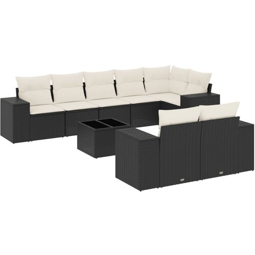 vidaXL 9-dijelni set vrtnih sofa s jastucima crni od poliratana Cijene