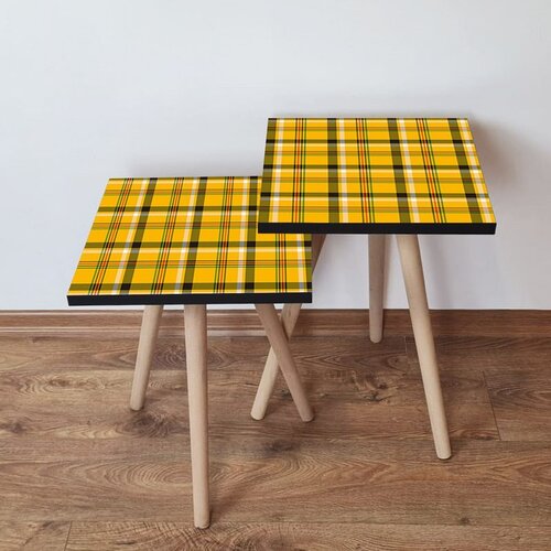 Hanah home 2Shp336 - mustard mustardredgreenblack nesting table (2 pieces) Cene