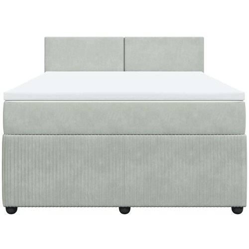 VidaXL Krevet s oprugama i madracem svjetlosivi 140x200 cm bar&amp;scaron;unasti Slike