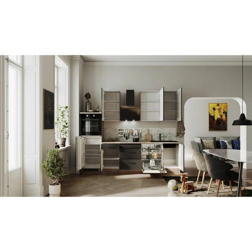 Flex-Well Kuhinjski Blok Z Aparati Capri, Črna, Barva Hrasta Slike