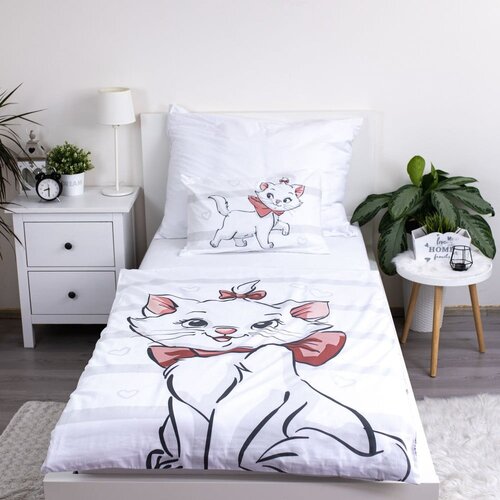 Jerry Fabrics Bela bombažna otro&amp;scaron;ka posteljnina za otro&amp;scaron;ko posteljico 100x135 cm Marie Cat &amp;quot;Bow&amp;quot; &amp;ndash; Slike